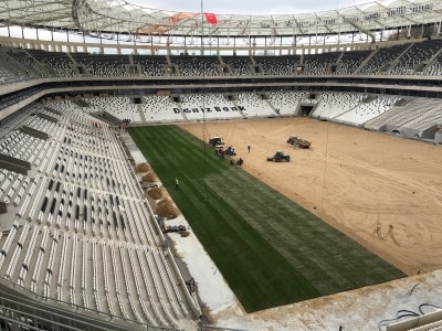The grass is being laid at the Vodafone Arena