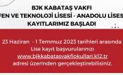 BJK KABATAŞ VAKFI Okulları Fen ve Teknoloji Lisesi – Anadolu Lisesi Kayıt Dönemi Başladı