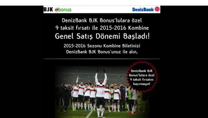 DenizBank BJK Bonus’lulara Kombine Kart Alımında 9 Taksit Avantajı
