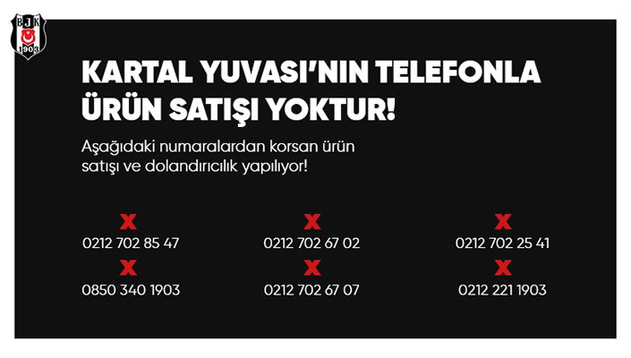 Kartal Yuvası’nın Telefonla Ürün Satışı Yoktur!
