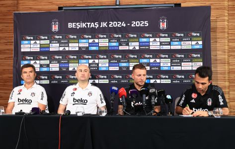 Vice Chairman Hüseyin Yücel, Board Member inCharge of Beşikta Football Department Feyyaz Uçar and Immobile speak to press 